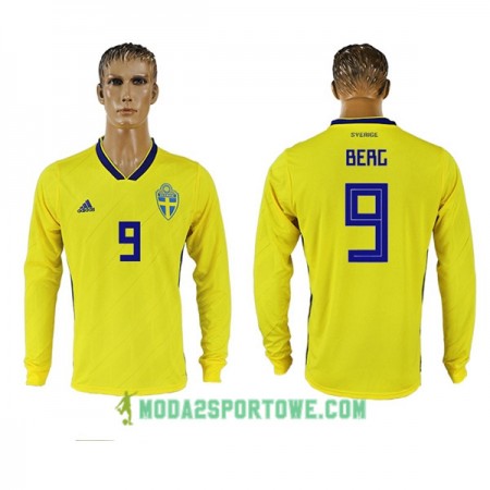 Koszulka Szwecja Berg 9 Mistrzostwa Świata 2018 Domowe Stroje Piłkarskie Długi Rękaw